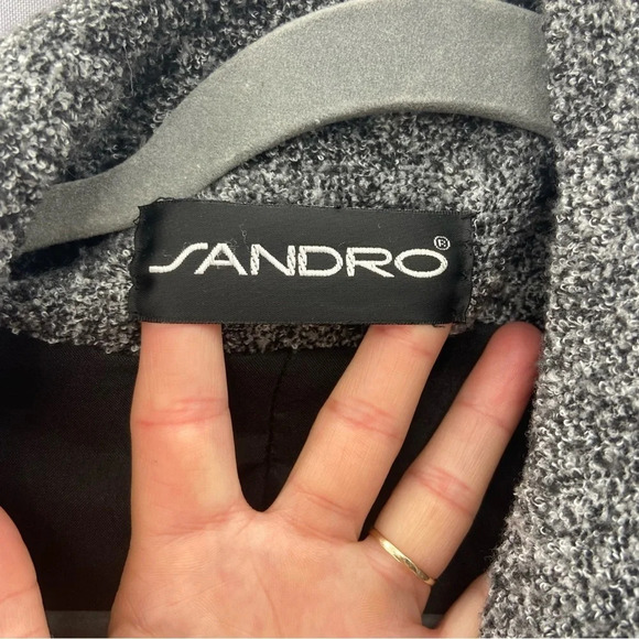 Sandro Women’s Black & White Button Down Blazer Style Coat Size Medium - Picture 2 of 9